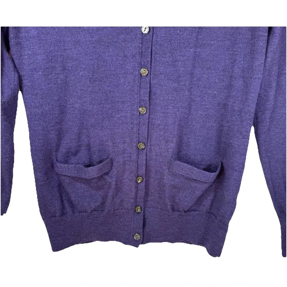 Banana Republic Sweater Cardigan Women‎ Small Extra Fine Merino Wool Purple